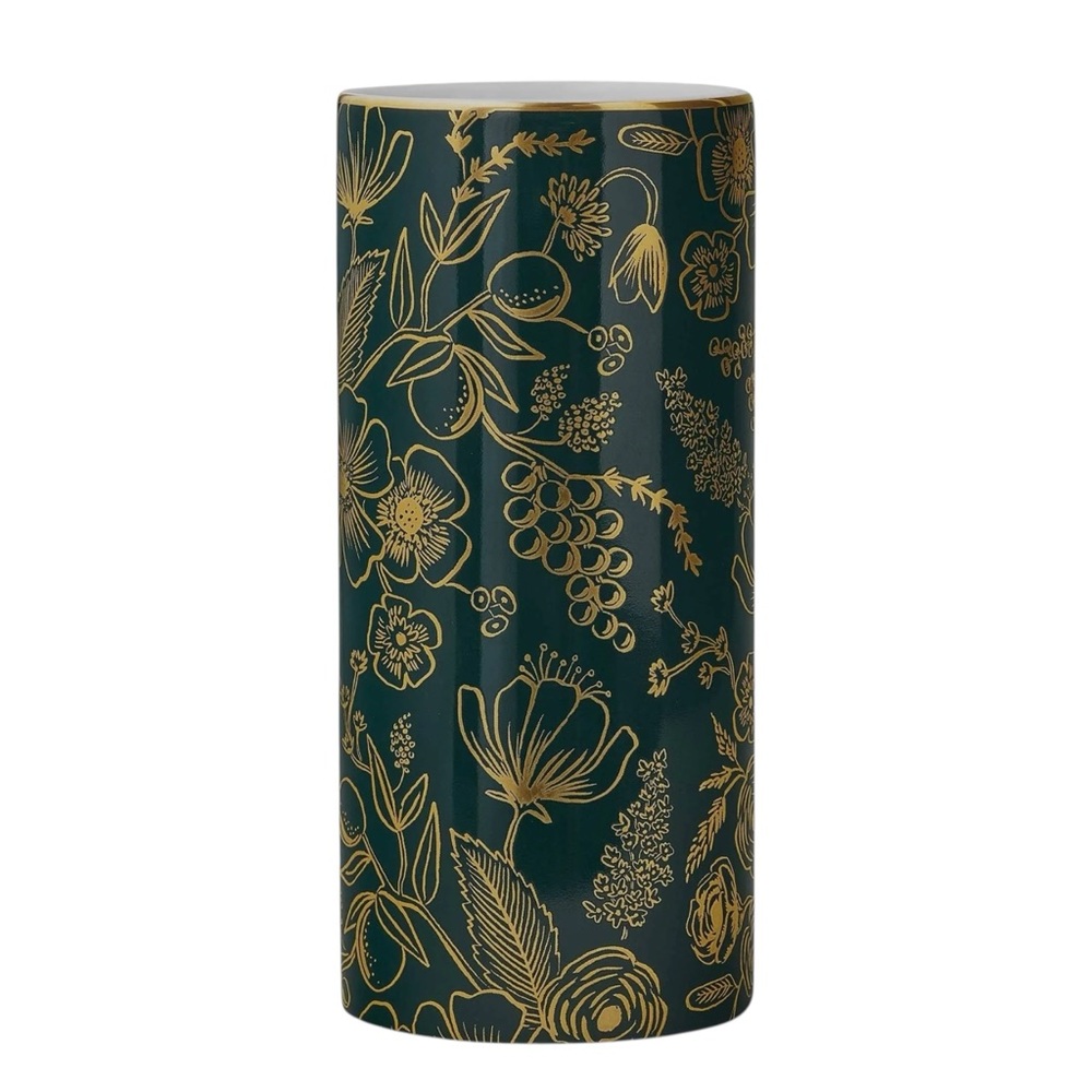 Rifle Paper Co. Colette Green Gold Floral Porcelain Vase Modern Sophisticated